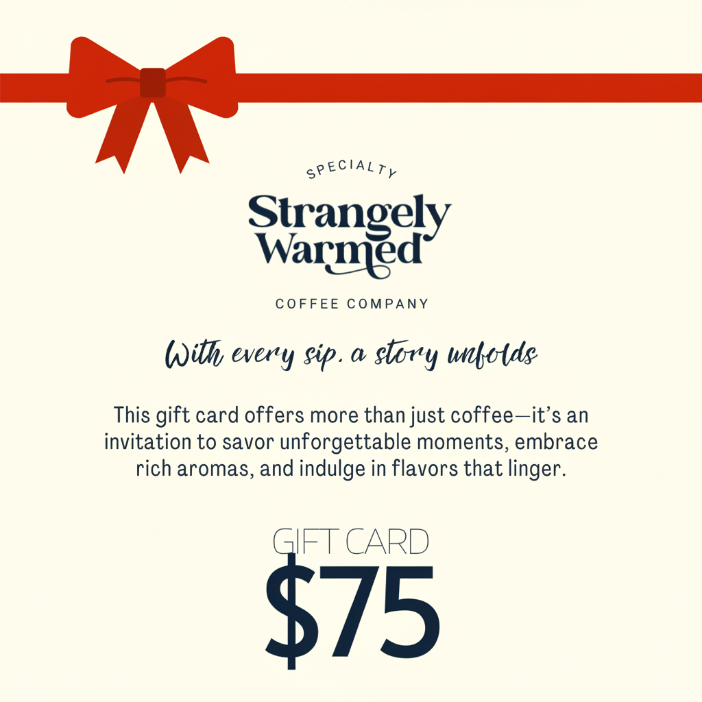 Versatile digital coffee gift card, five amounts from $25 to $150
