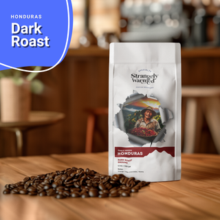 Honduran dark roast coffee beans from the Marcala region