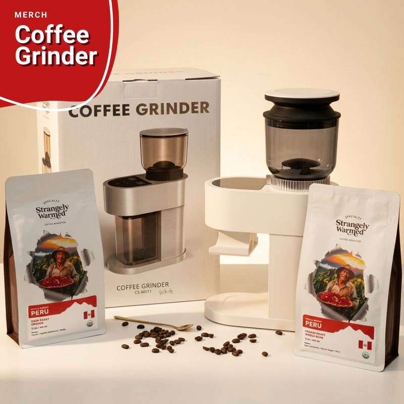 Conical burr coffee grinder for home use, white or black